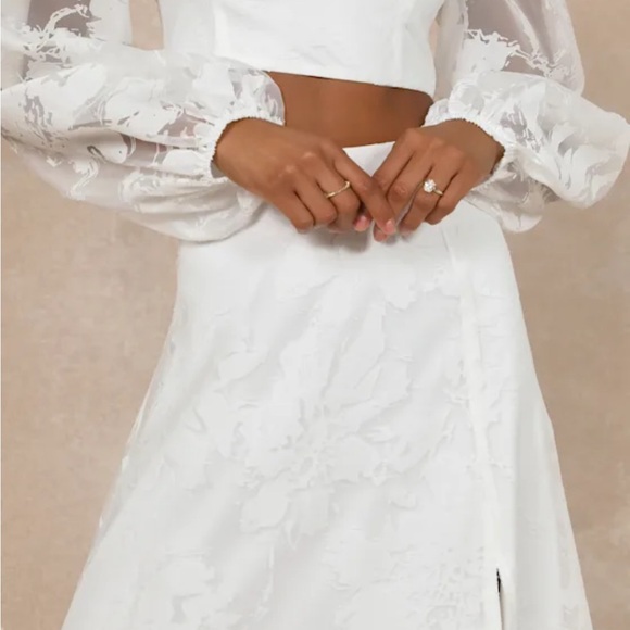 Lulus Outstanding Perfection White Floral Burnout Two-Piece Maxi Dress - Picture 4 of 4